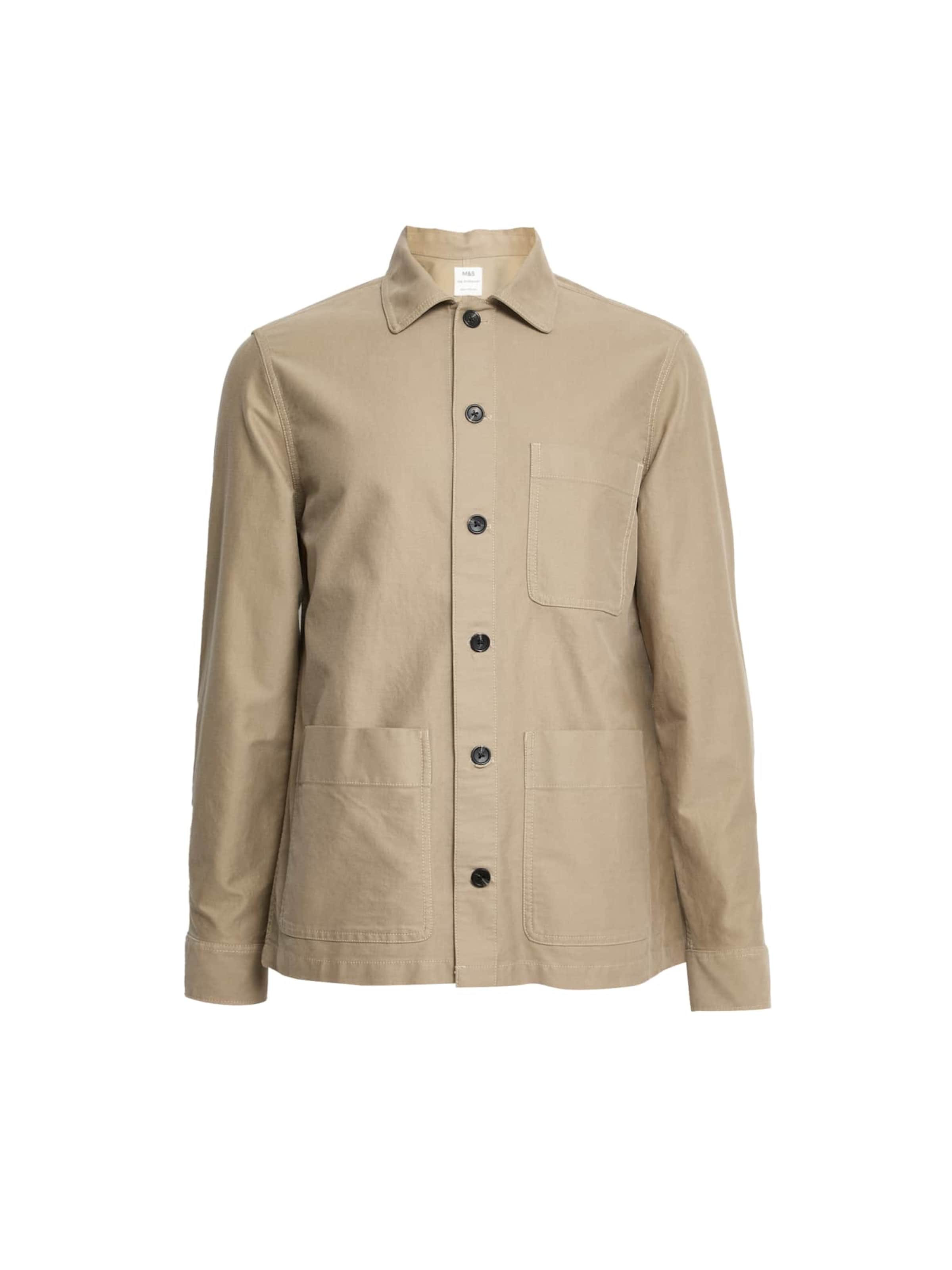 Marks & Spencer Regular fit Button Up Shirt in Beige: front