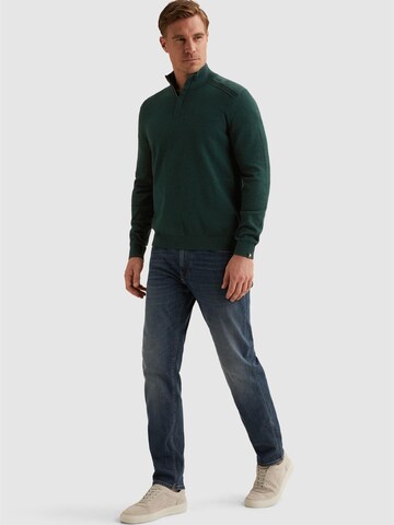 VANGUARD Trui 'Pullover in tonal mouliné with half-zip' in Groen