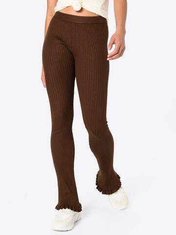 PIECES Flared Trousers 'LAISA' in Brown: front