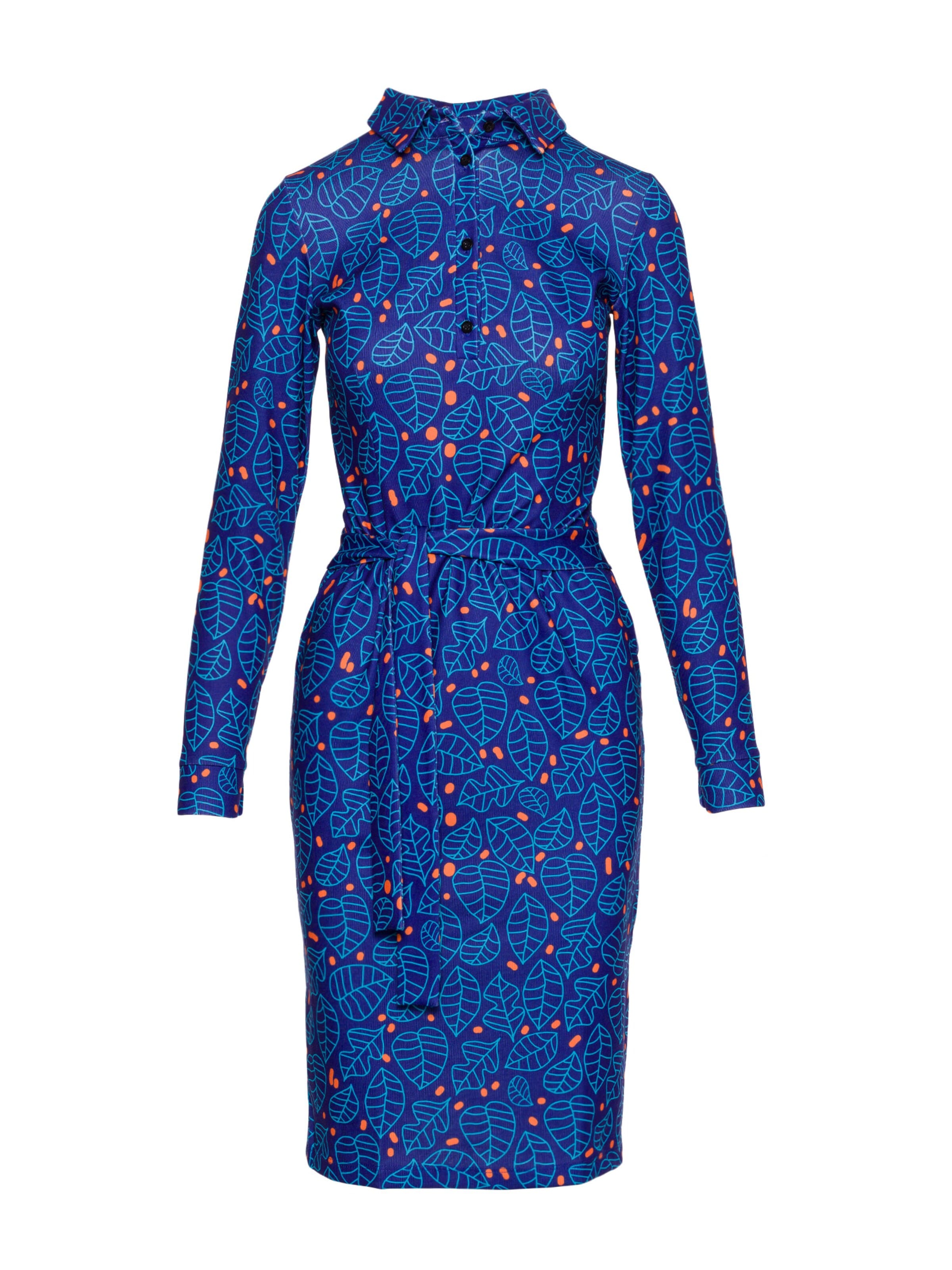 Rochie 'Sukienka ołówkowa z nadrukiem i kołnierzykiem' de la made of emotion pe albastru: față