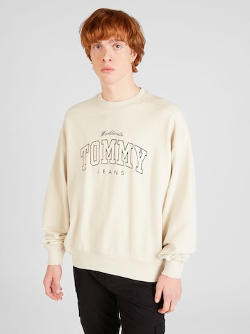 Sweat-shirt Tommy Jeans en beige : devant