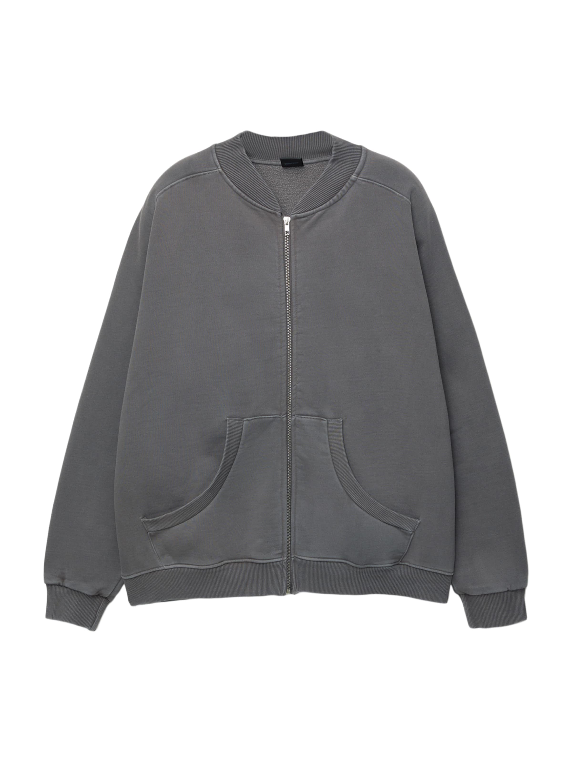 Pull&Bear Sweatvest in Grijs: voorkant