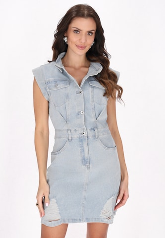 Robe-chemise faina en bleu : devant
