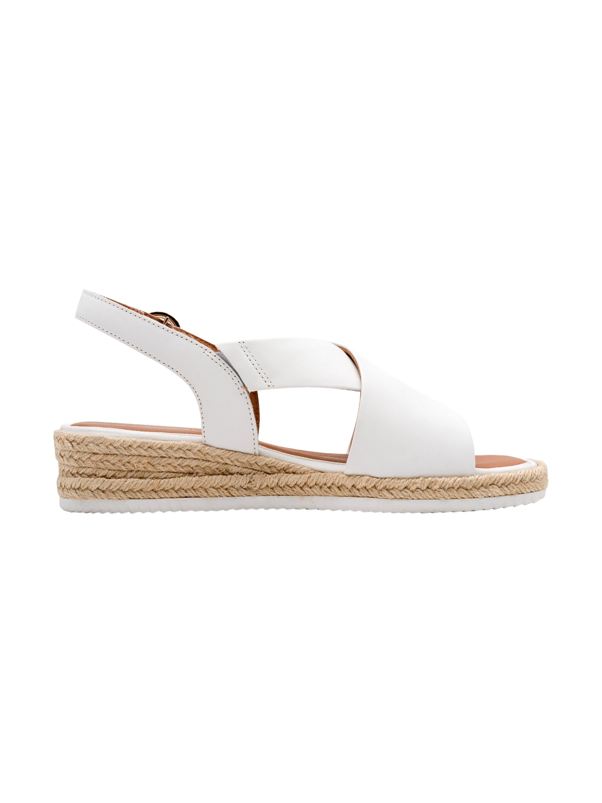 Tamaris - Sandalias 'Ledersandalen mit Keilabsatz – Comfort' en blanco