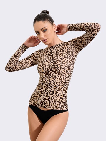 Maillot de corps 'Maglia Intima Donna Manica Lunga Cashmere & Modal Girocollo Animalier' Ciocca en beige