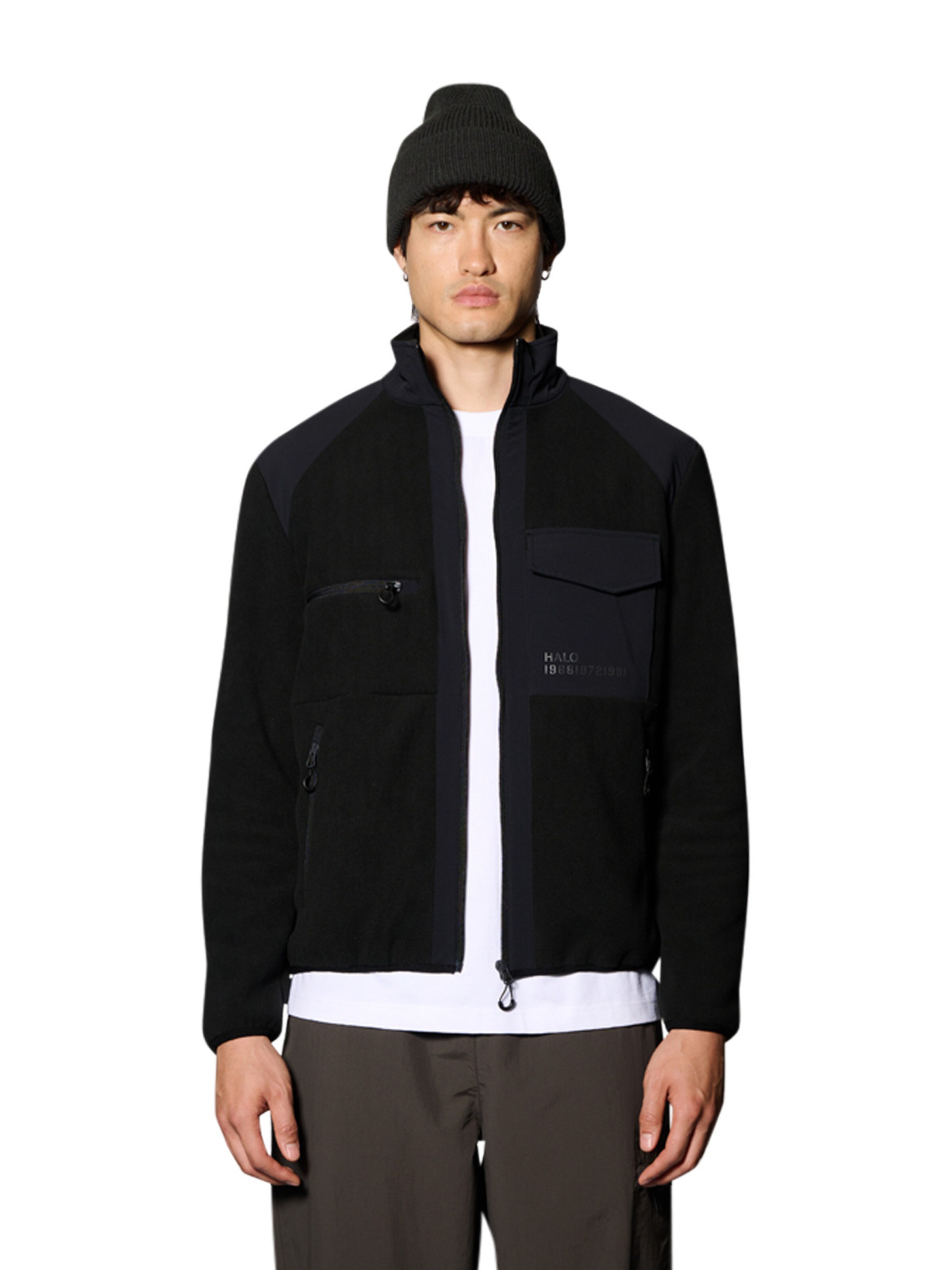 HALO Fleecejacke in Schwarz: Vorderseite