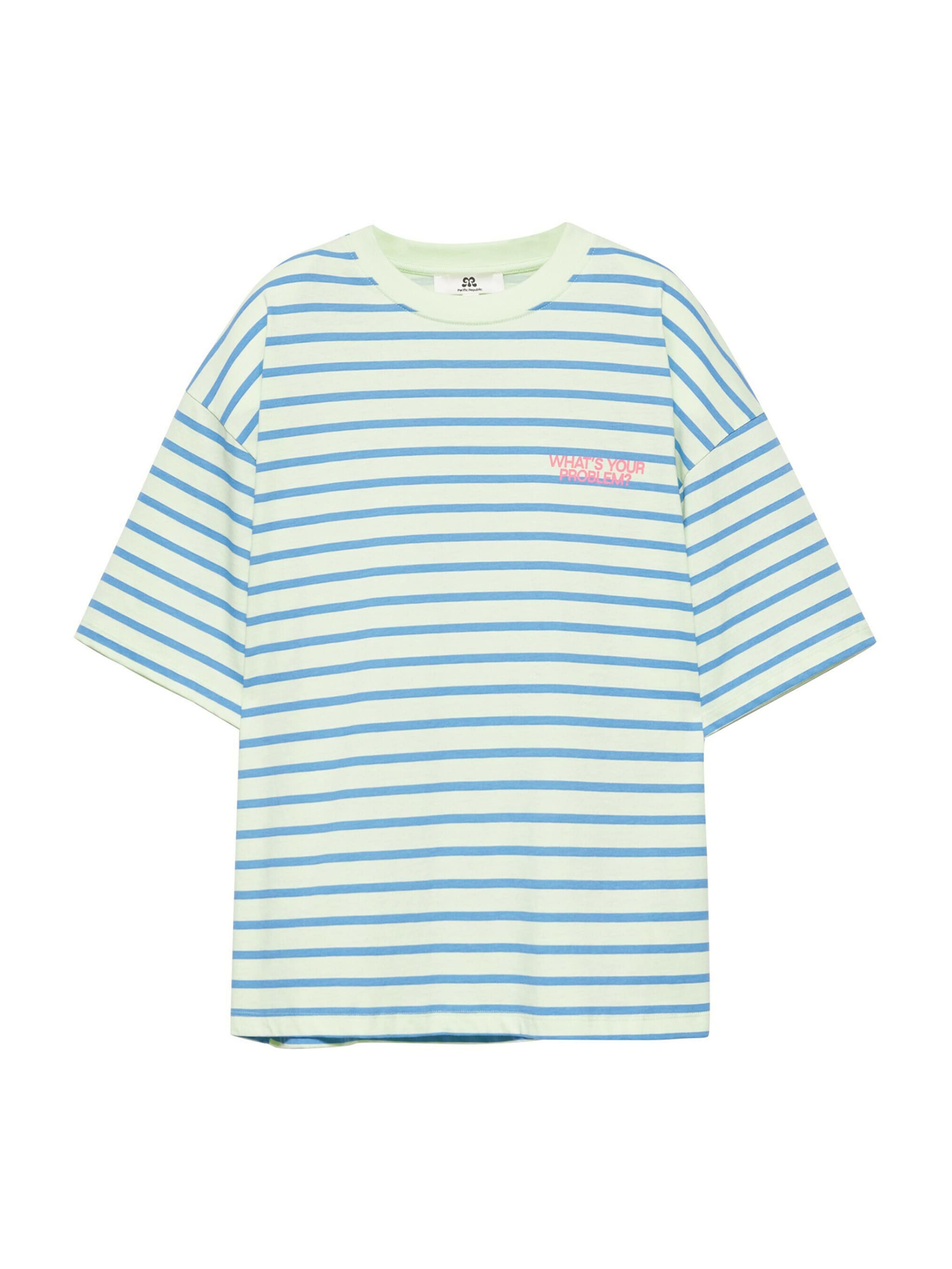 Pull&Bear Shirts 'PACIFIC' i XS i royalblå / lyserød / offwhite, Produktvisning