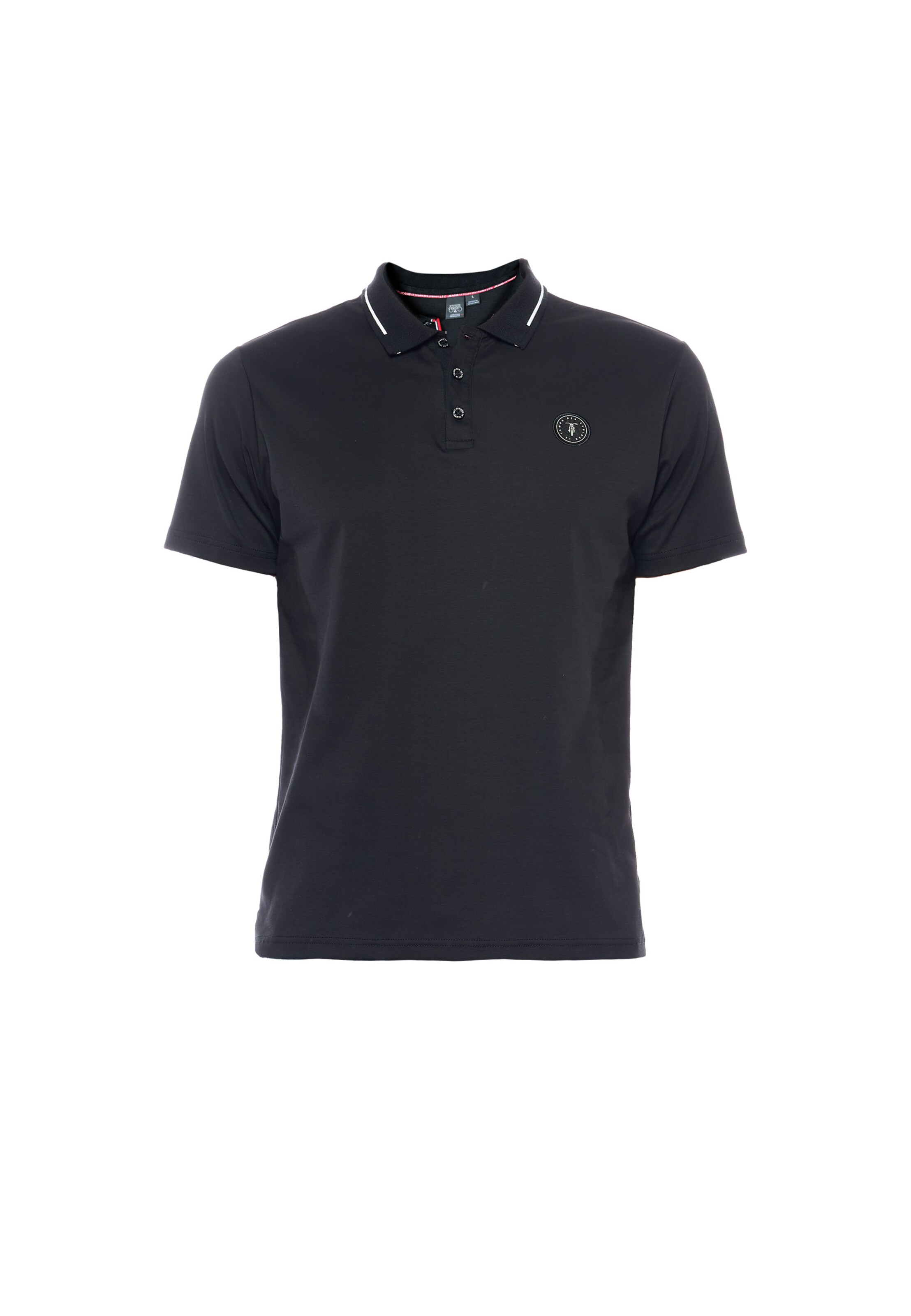Le Temps Des Cerises Poloshirt 'Aron' in Schwarz: Vorderseite