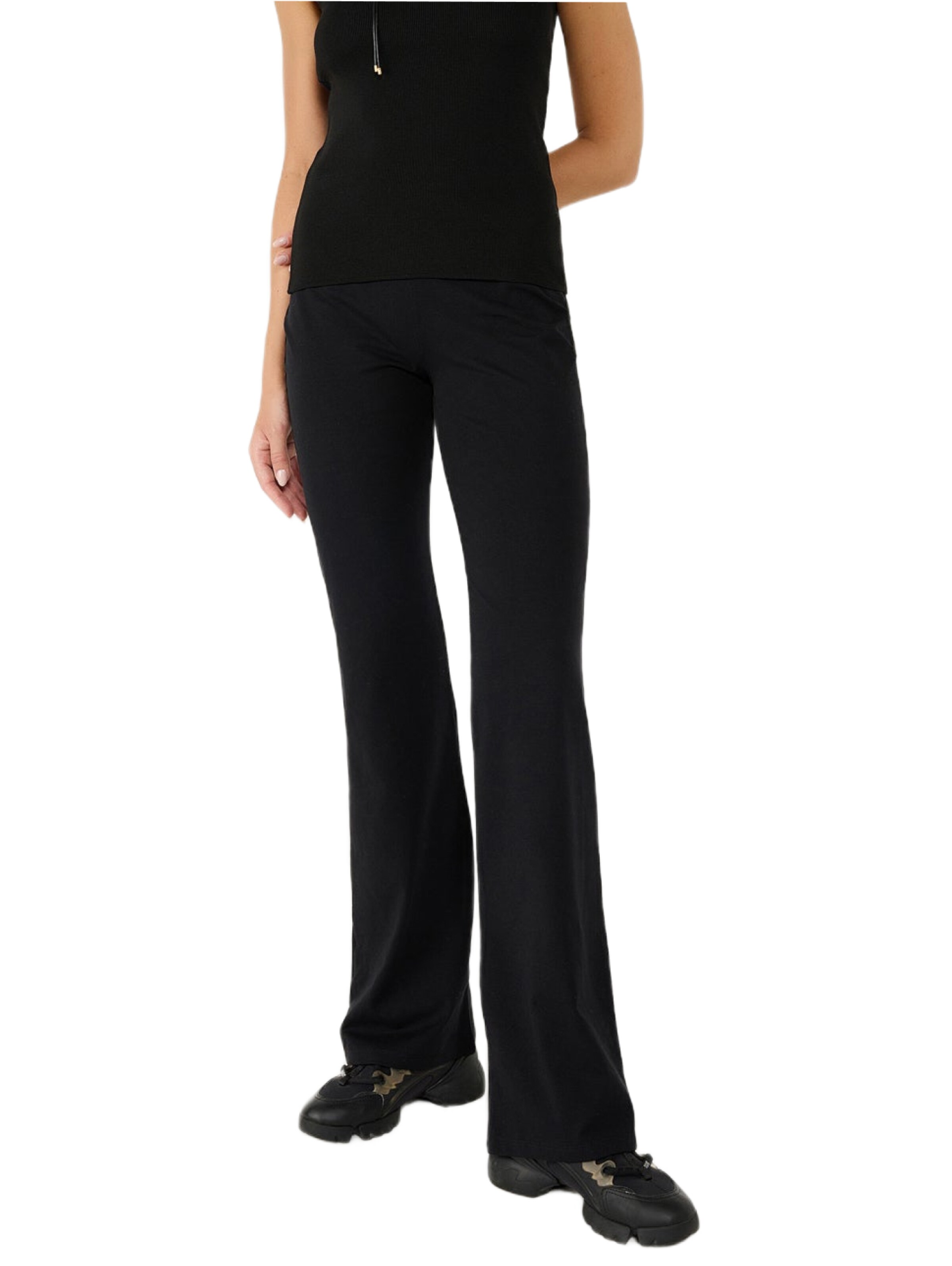 No Matter What Flared Chino trousers in Black: front