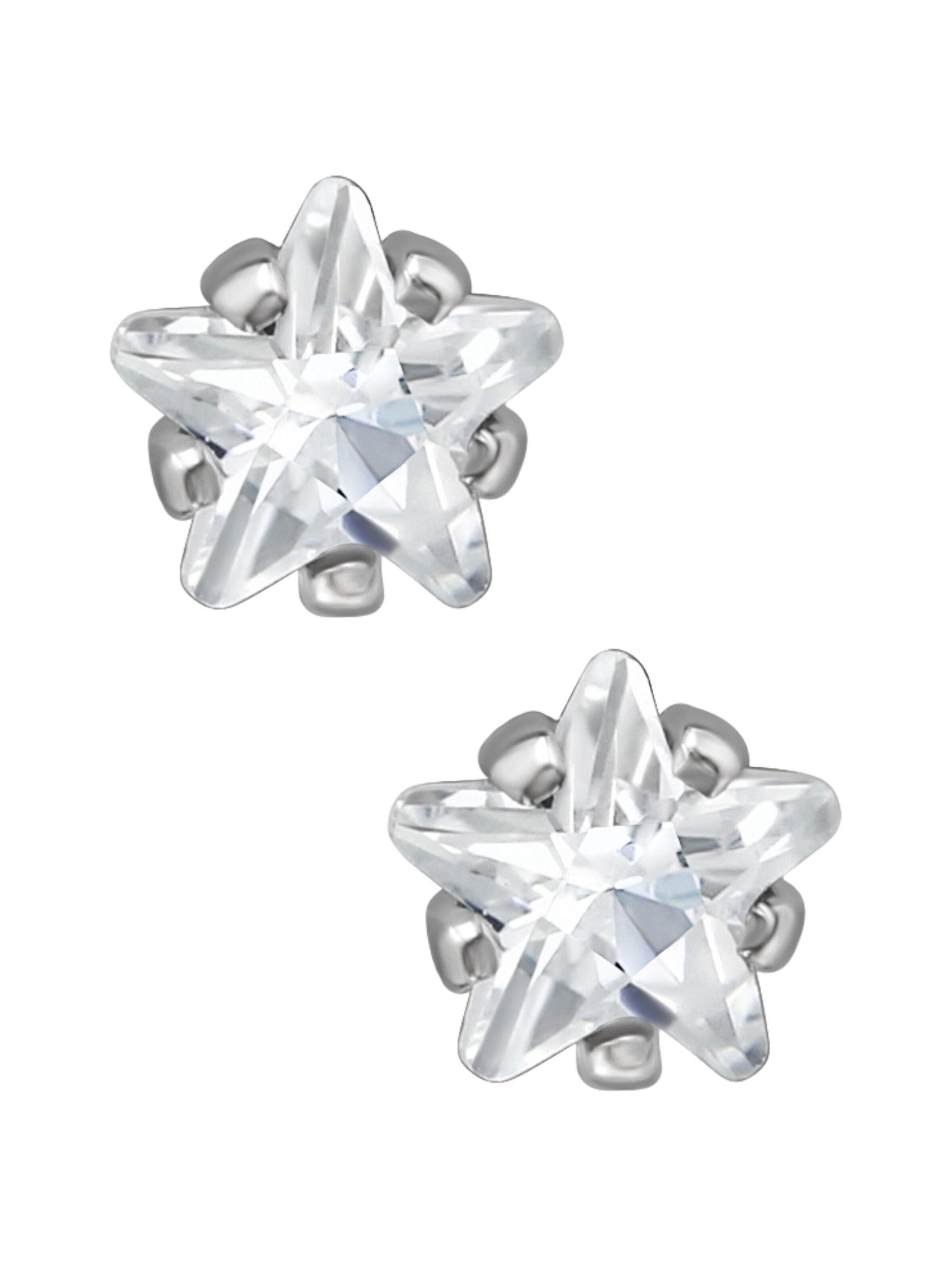 Boucles d'oreilles '4 mm Stern-Ohrstecker aus Edelstahl mit Zirkonia' Maxte en argent