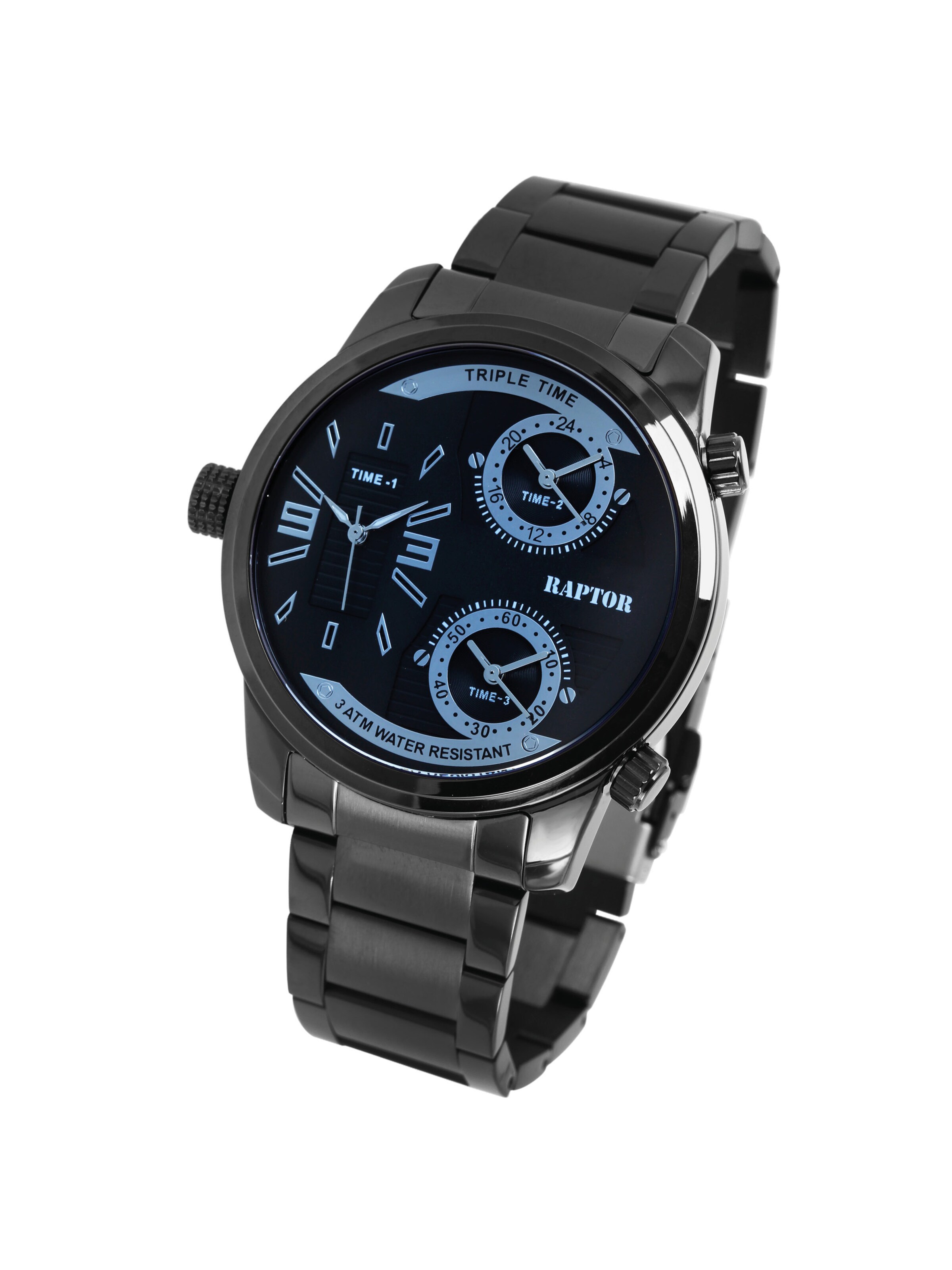 Raptor Analoguhr 'Fox, 5 ATM'‌‌‌ in Schwarz: Vorderseite
