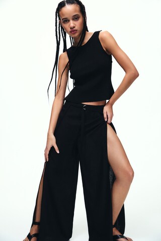 Pull&Bear Wide Leg Hose in Schwarz