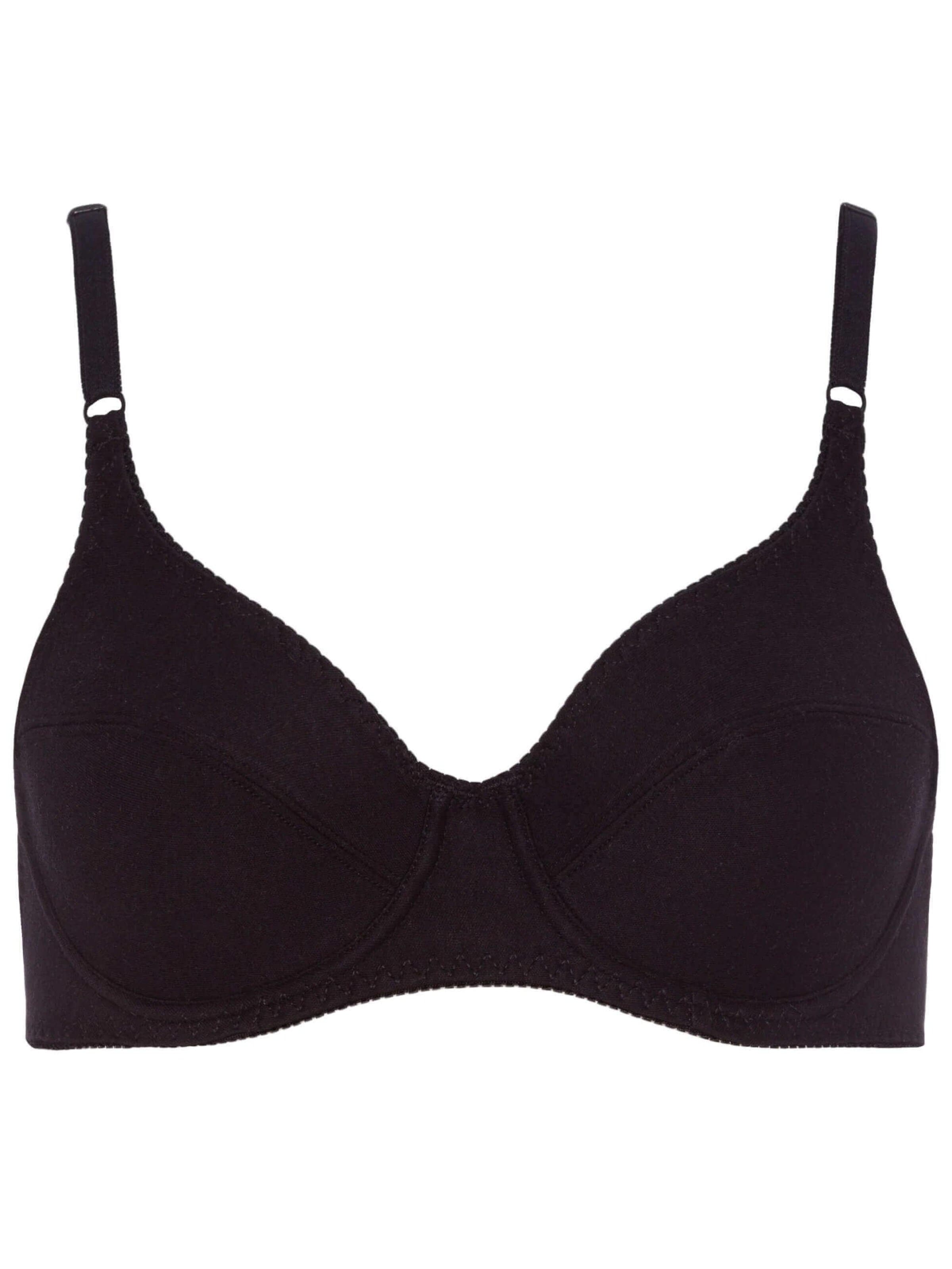 BeeDees T-shirt Bra 'Bügel-BH Rock'n'Roll W aus 100 % Baumwolle, bequem, formgebend, unwattiert und ohne Schalen' in Black: front