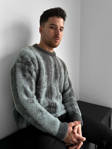 Kleidermafia Pullover 'Oversize Brushstroke Effect Knit Pullover - Anthracite'‌‌ in Grau
