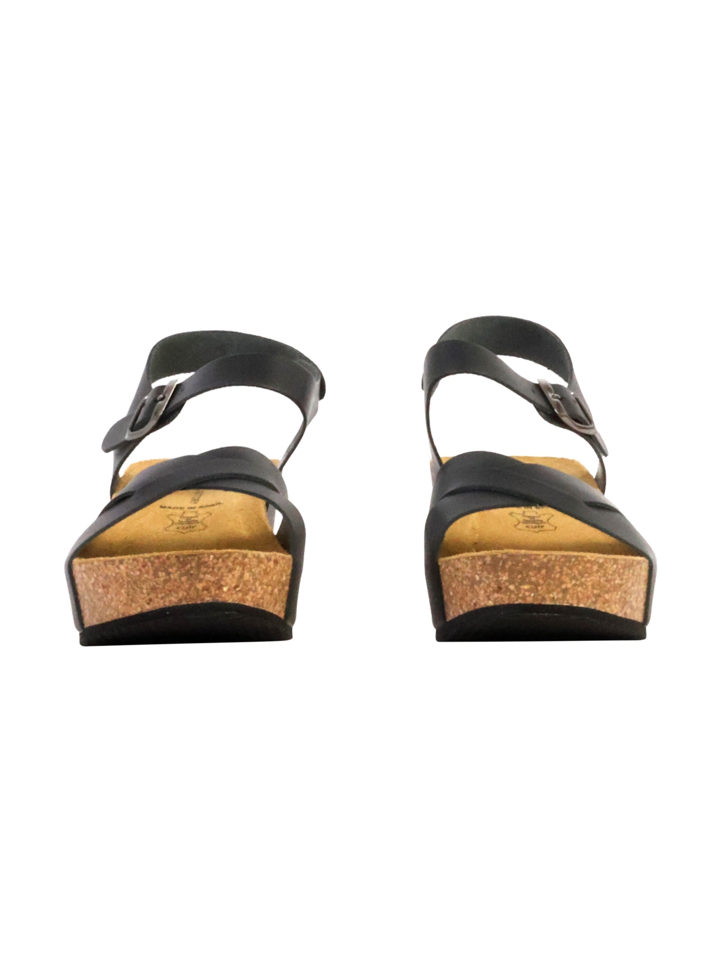 The Divine Factory Sandały 'Noga Ety Edge Ledersandalen mit Keilabsatz' w kolorze czarny