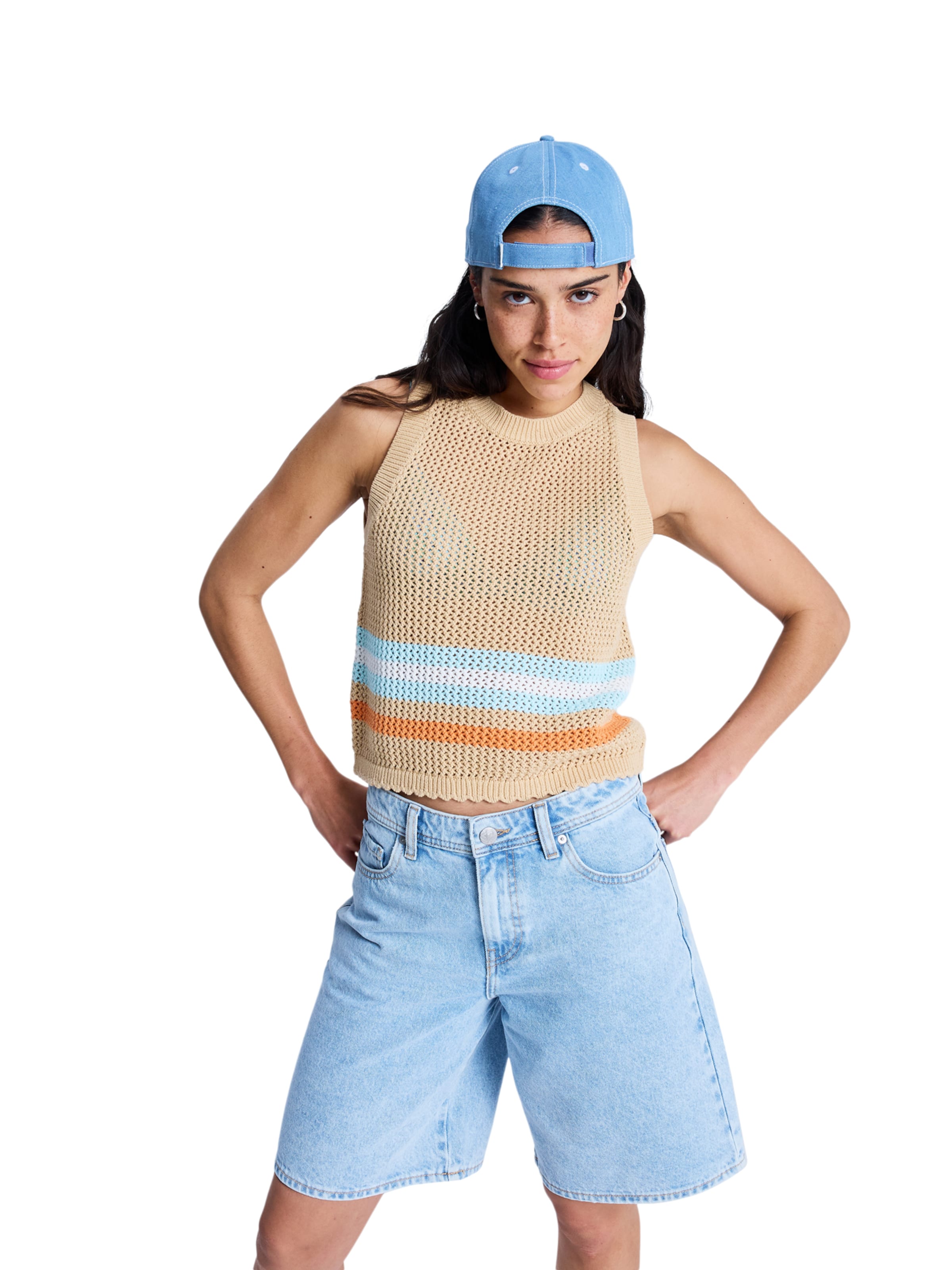 ROXY Knitted Top 'Sandy Shells' in Beige: front