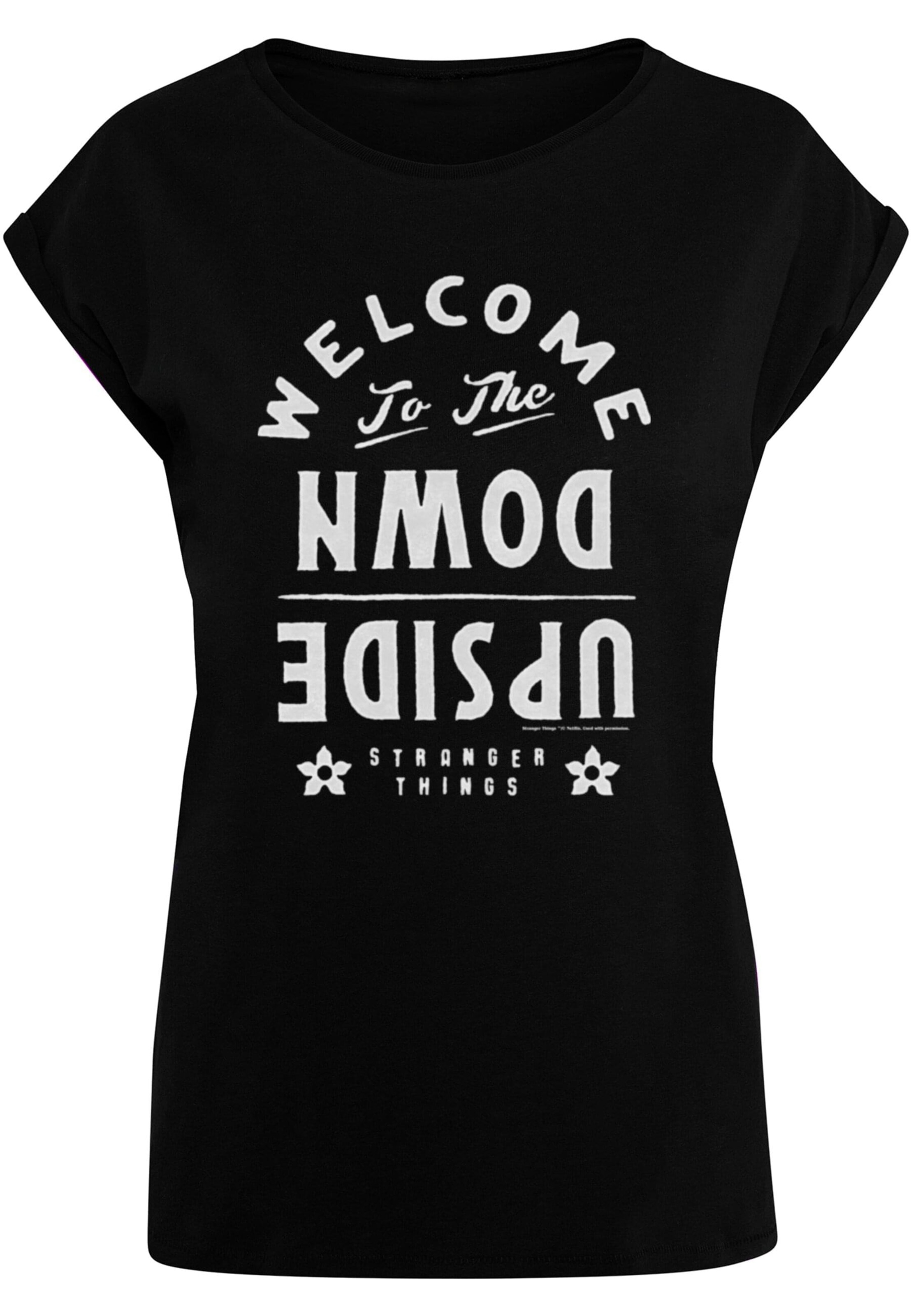 ABSOLUTE CULT T-Shirt 'Stranger Things - Welcome To The Upside Down' in Schwarz: Vorderseite