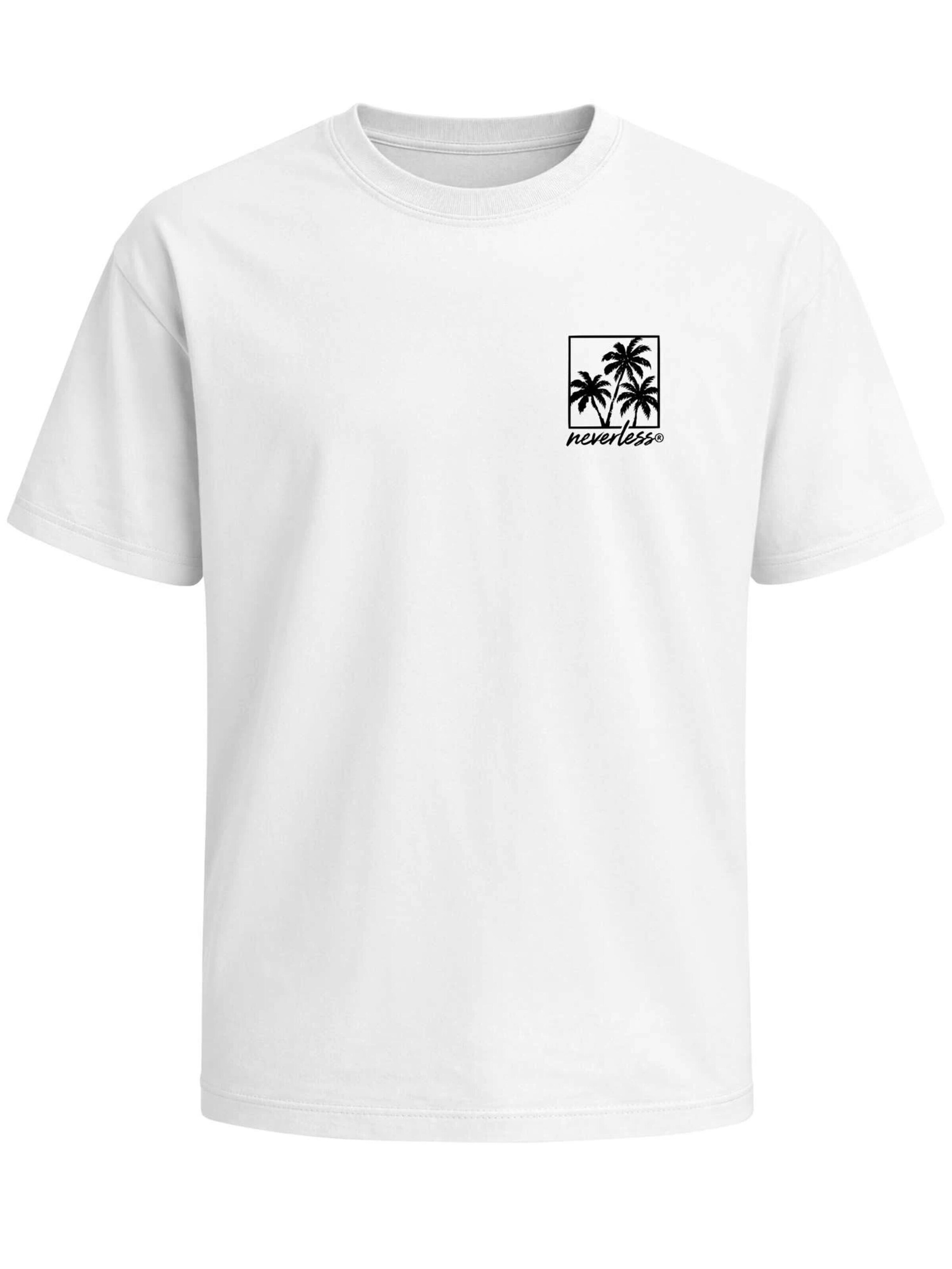 Neverless Shirt 'Palmen Badge' in White: front