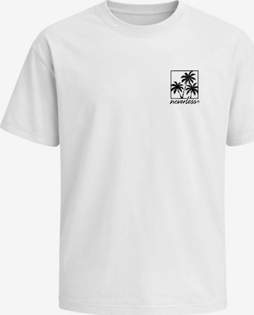 Neverless Shirt 'Palmen Badge' in White: front