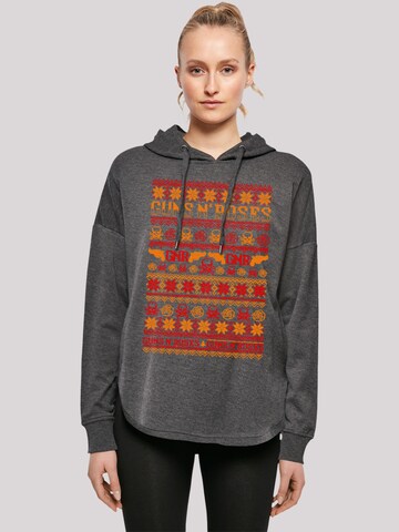 Sweat-shirt 'Guns And Roses Weihnachten Christmas' F4NT4STIC en gris : devant