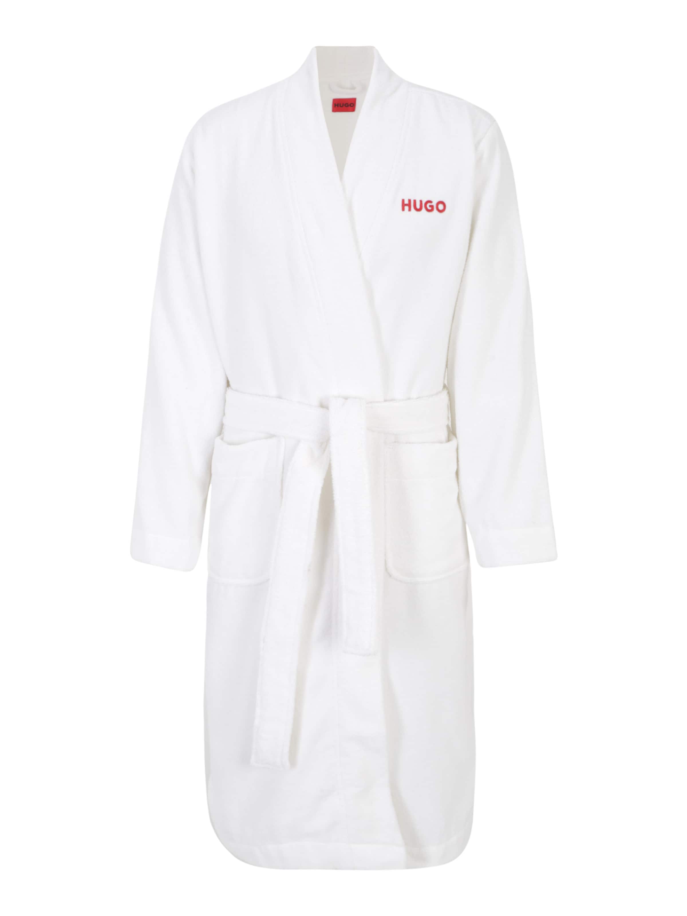 HUGO Μπουρνούζι μακρύ σε λευκό: μπροστά