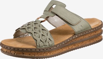 Rieker Mules in Green: front