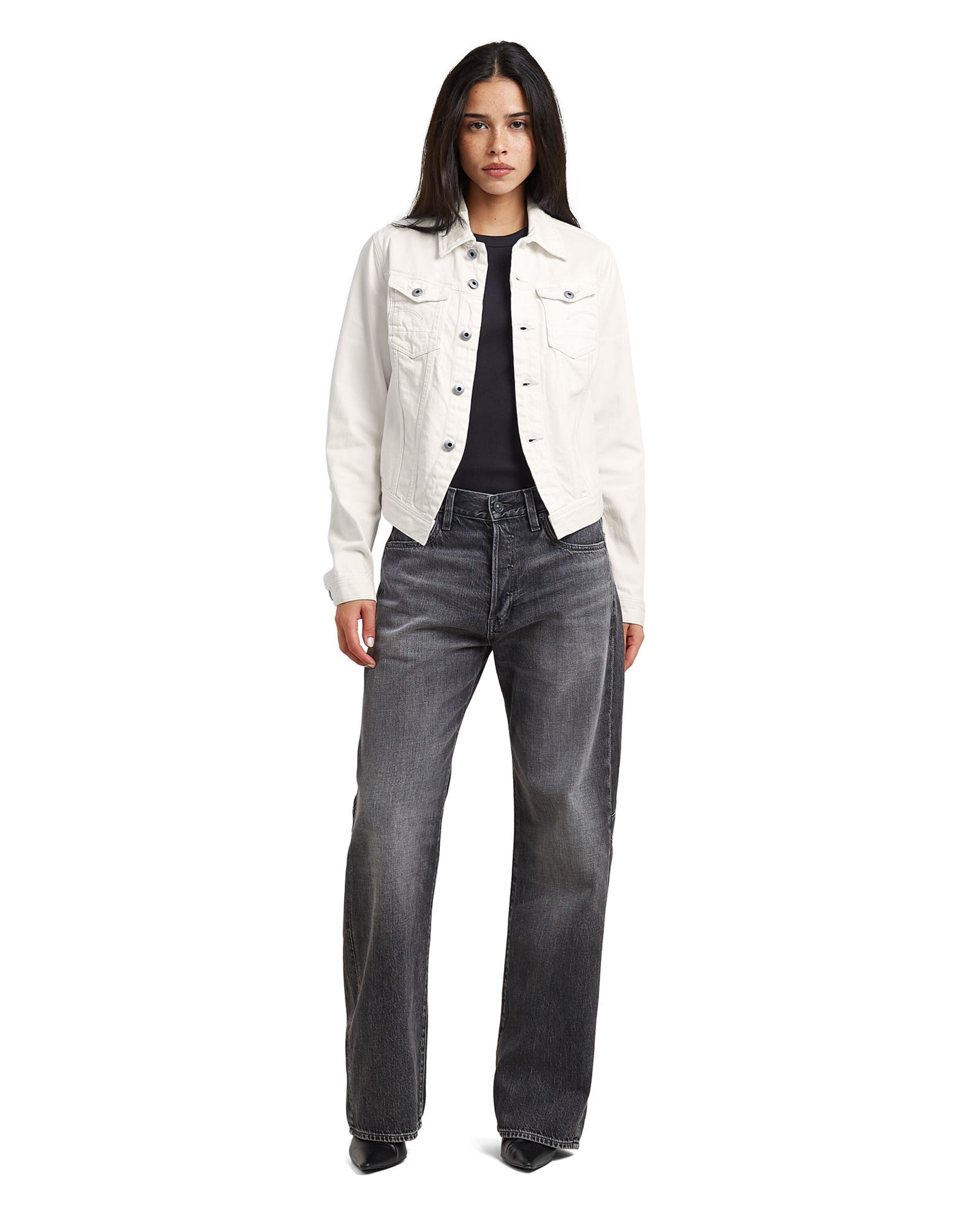 G-STAR Denim jacket - 'Pitched Hem Slim Jacket' in Weiß