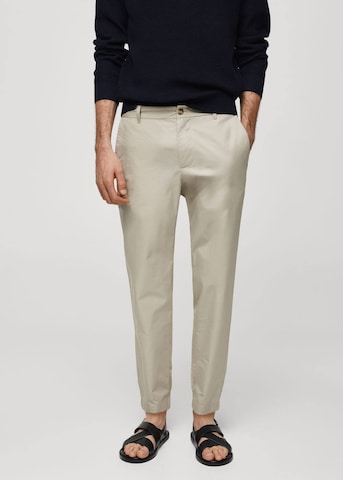 MANGO MAN Slim fit Pants 'Sail' in Beige: front