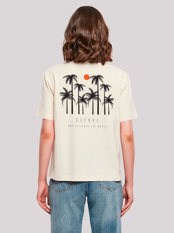 T-shirt 'Escape Discover the World Palm Trees Black' F4NT4STIC en beige
