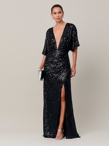 Sável - Vestido de noche 'Catania' en negro: frente