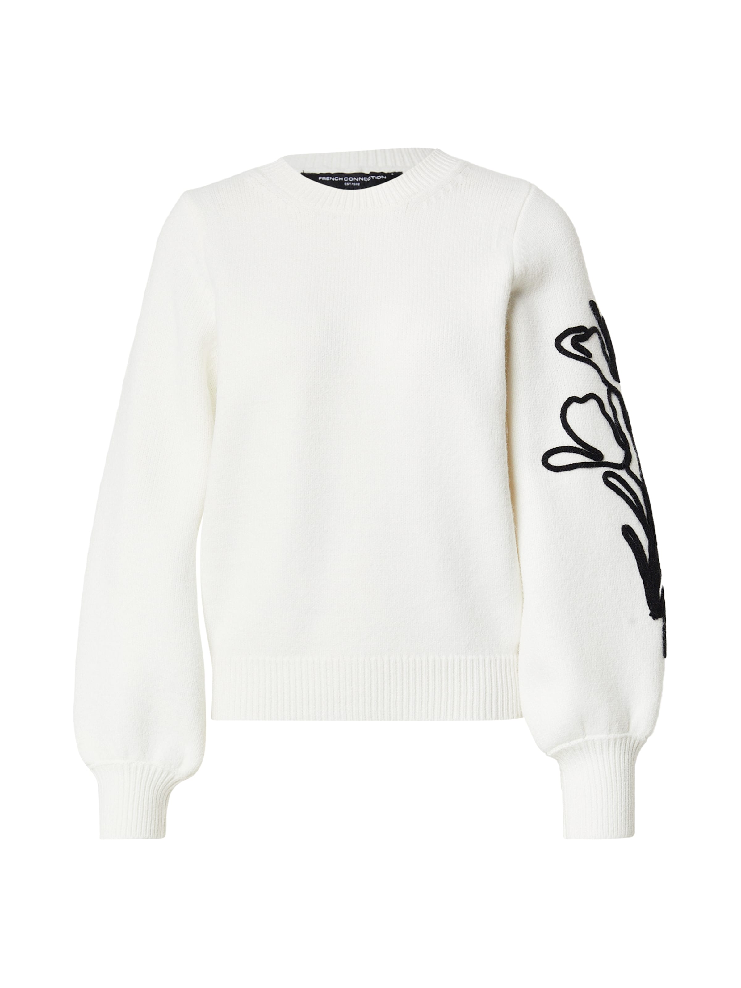 FRENCH CONNECTION Sweater 'PATRICE FLORAL EMBROIDERED SLV' in White: front