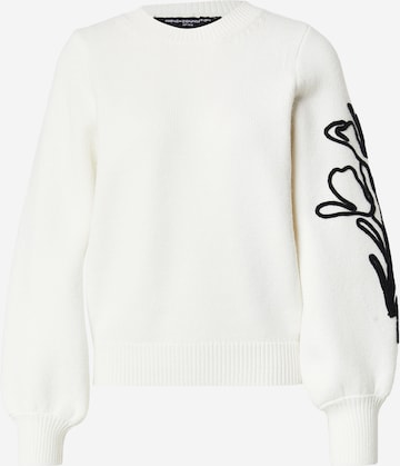 balta FRENCH CONNECTION Megztinis 'PATRICE FLORAL EMBROIDERED SLV': priekis