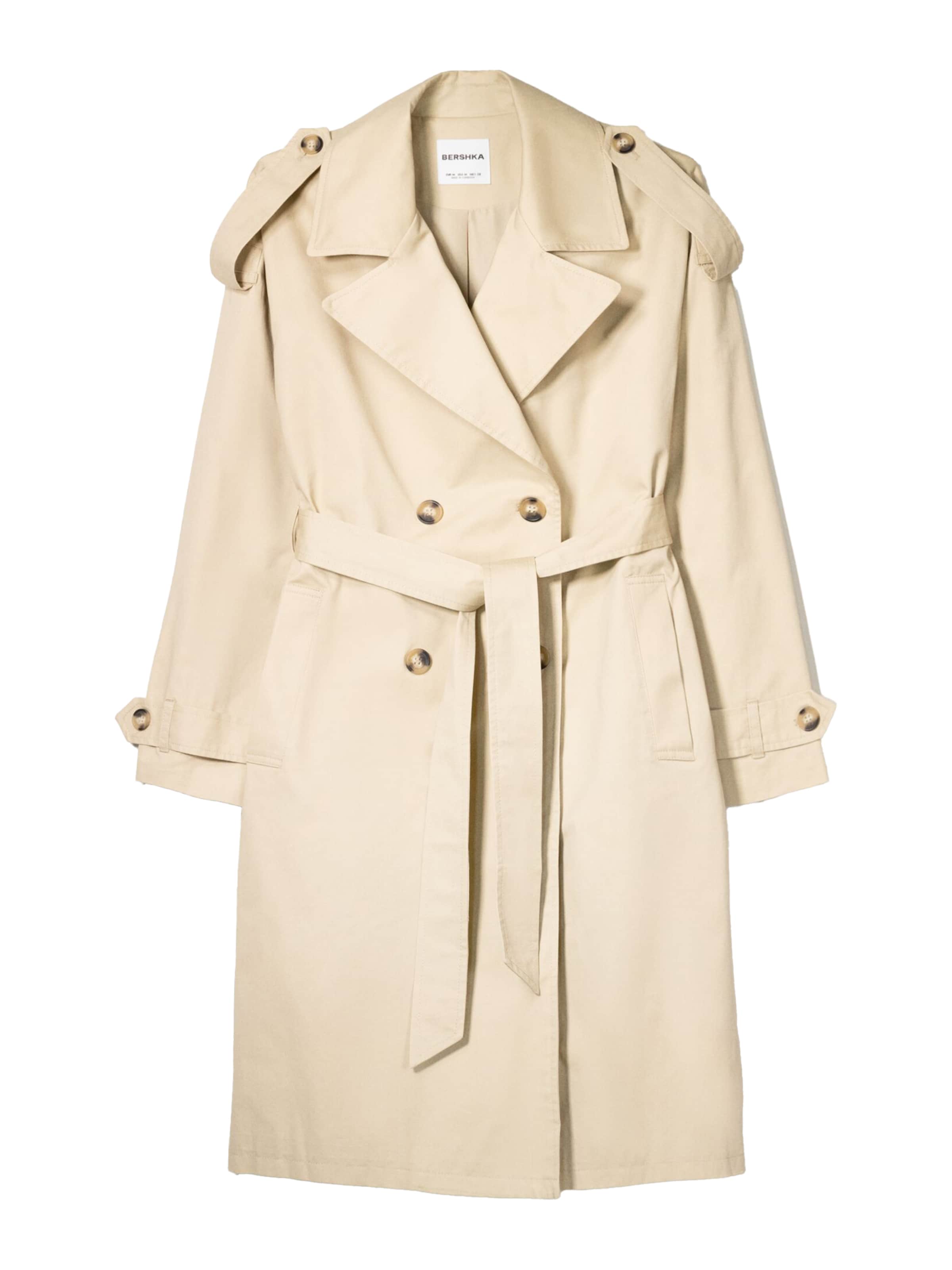 Bershka Prechodný kabát - Béžová: predná strana