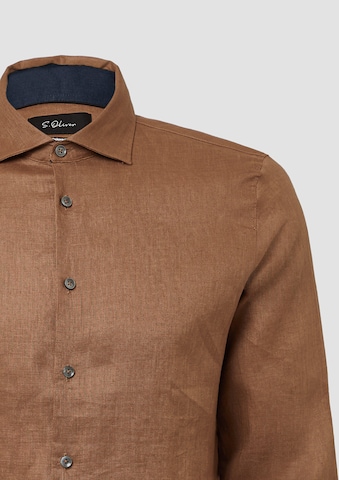 s.Oliver BLACK LABEL Regular fit Overhemd in Bruin