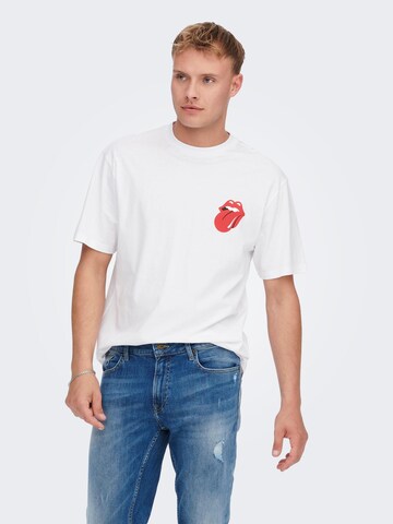 T-Shirt 'Fred' Only & Sons en blanc : devant