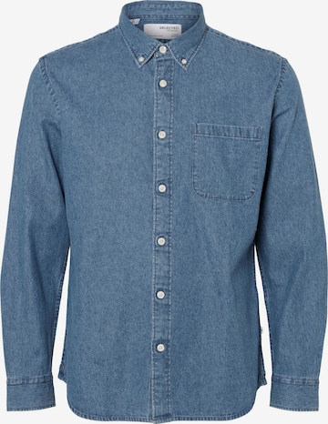 SELECTED HOMME Button Up Shirt 'Rick' in Blue: front