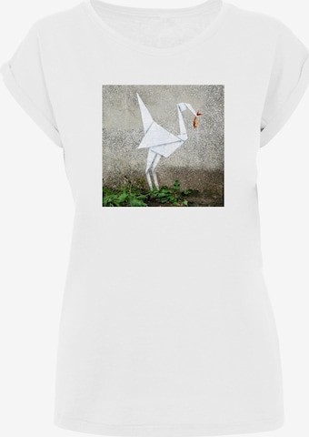 Merchcode T-Shirt 'Origami Bird' in Weiß: predná strana