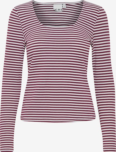 ICHI Μπλουζάκι 'OSVALDA' σε σκούρο κόκκινο / λευκό, Άποψη προϊόντος