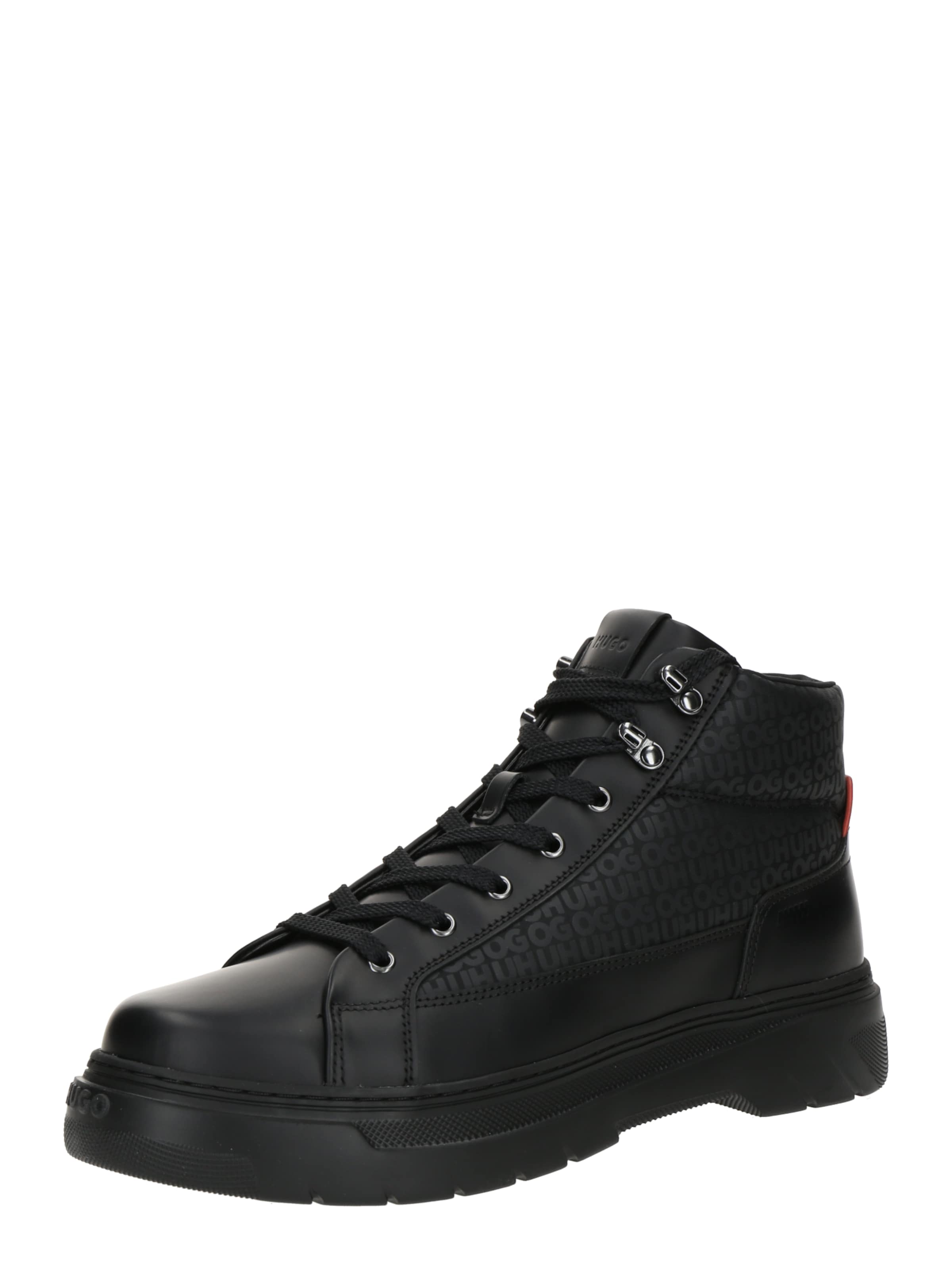 HUGO Боти с връзки 'Urian' в черно: отпред