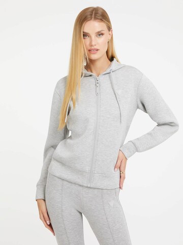 GUESS Athletic Zip-Up Hoodie in Grey: front