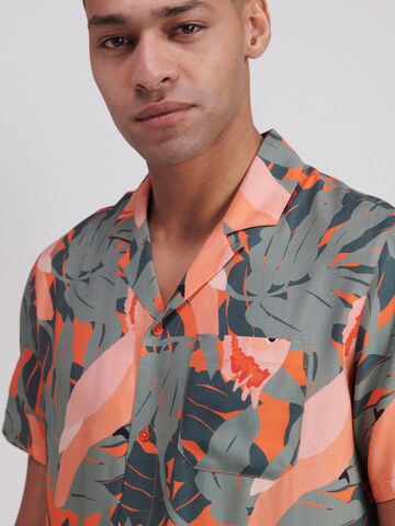 Shiwi Regular fit Overhemd 'Tropical Cockatoo' in Groen