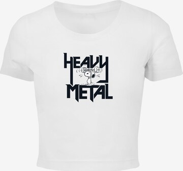 Merchcode Shirt 'Peanuts - Heavy Metal' in White: front