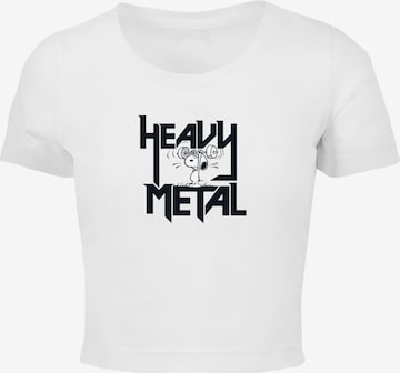 Merchcode Shirt 'Peanuts - Heavy Metal' in Wit: voorkant