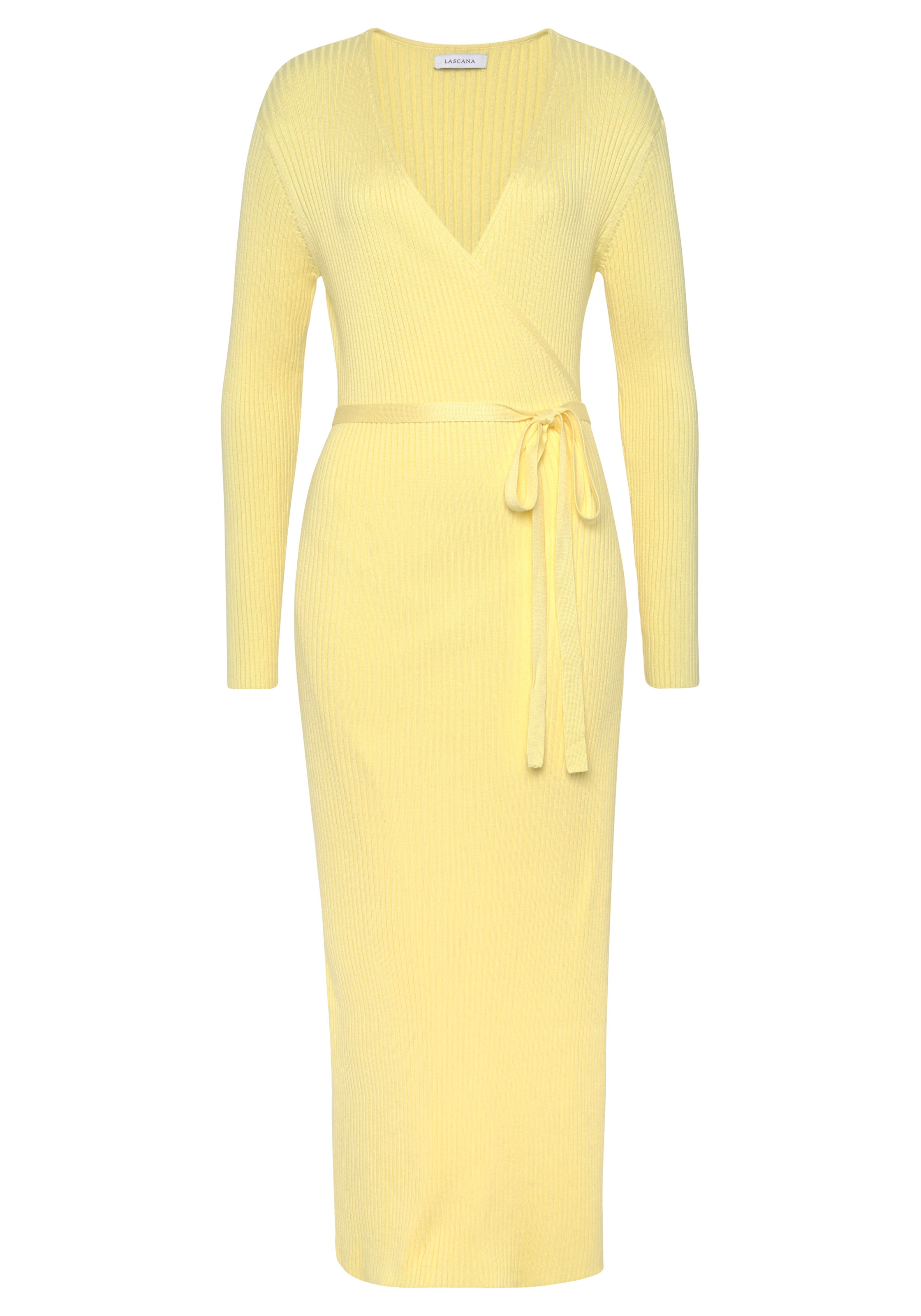 LASCANA Pletena obleka | rumena barva: sprednja stran