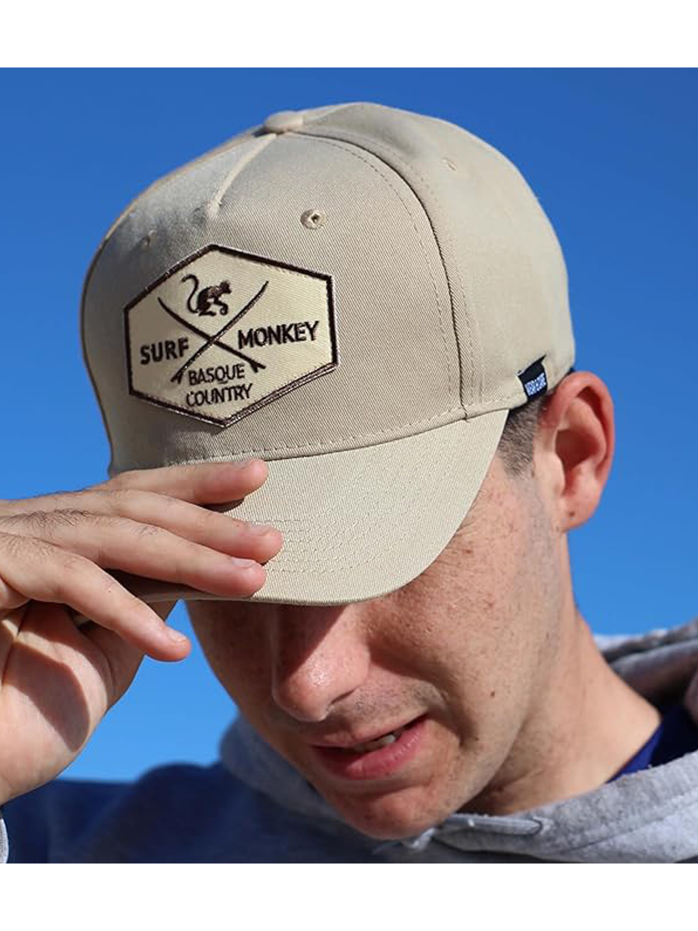 Surf Monkey Athletic Cap in Beige