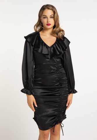 Robe de cocktail faina en noir : devant