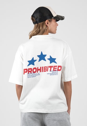 Prohibited - Camisa 'Running Club' em branco: frente