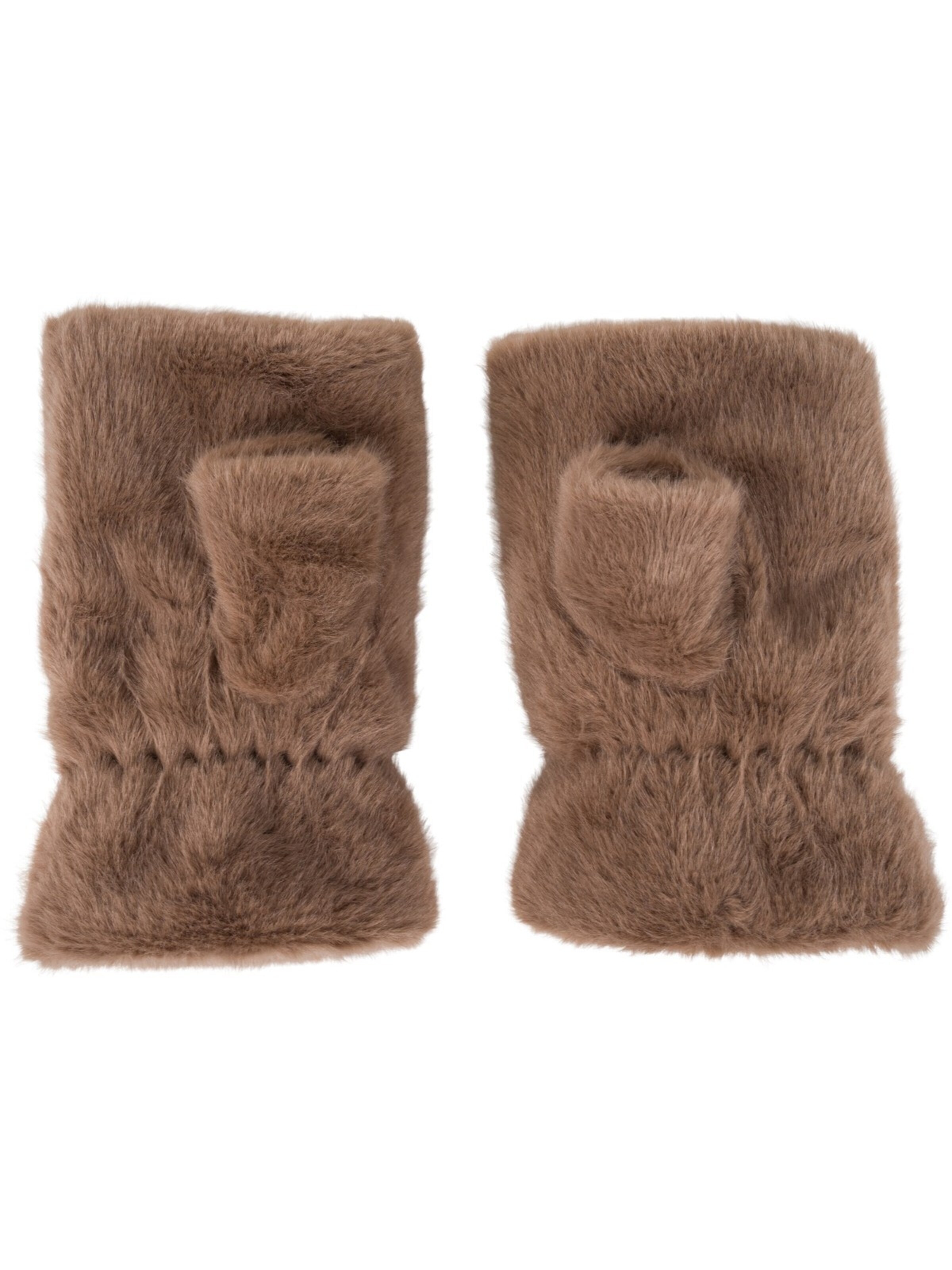 styleBREAKER Kurzfingerhandschuhe 'Fingerlose Handschuhe Kunstfell Einfarbig'‌‌‌ in Braun