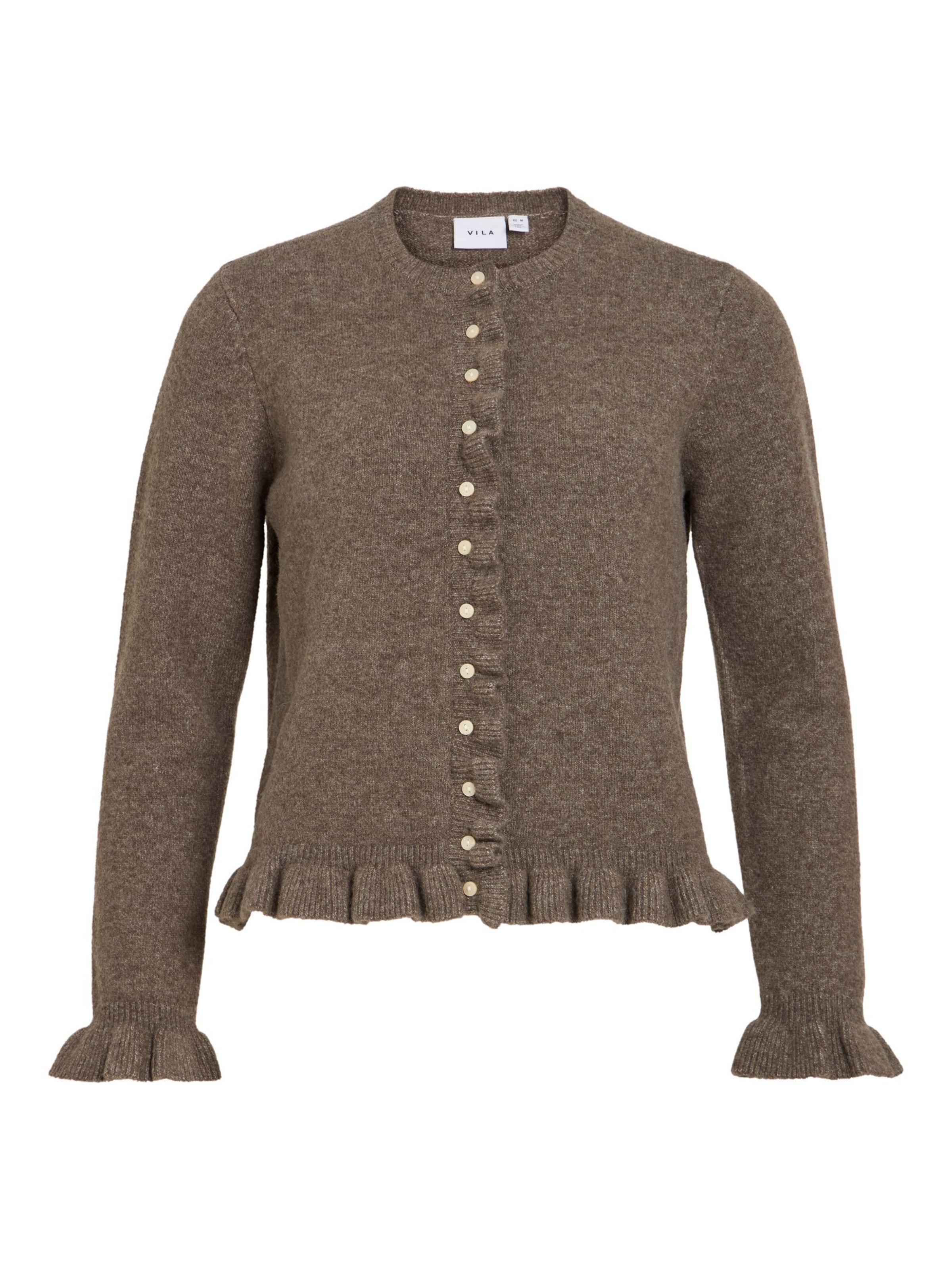 VILA Gebreid vest 'VIJacia' in Bruin: voorkant