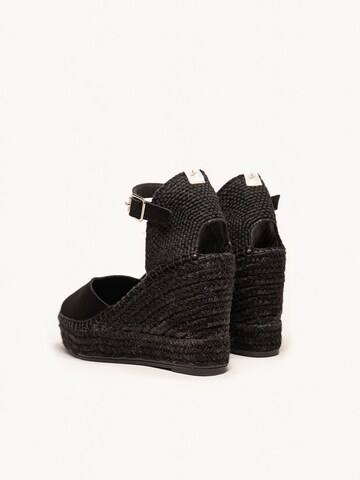 Alhamas Slingpumps 'Alpargata Cuña 10 cm Ante' in Zwart